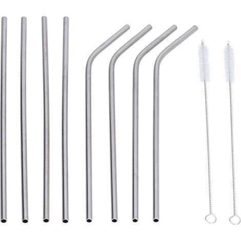 Ensemble de goupillons de nettoyage pour pailles réutilisables en acier inoxydable de qualité alimentaire, droites et courbées. (1/5)