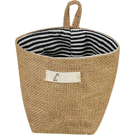 Panier de rangement antidérapant en coton et lin avec crochet pour bureau, chambre d'enfant et salon (1/5)