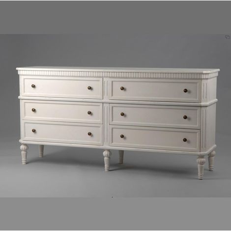 Commode double 6 tiroirs en bois blanc - BLAISE (1/4)