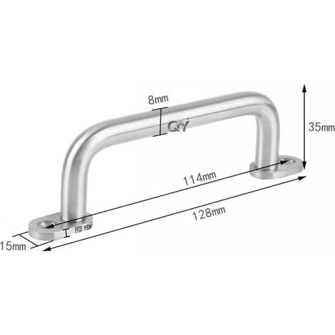 (8x114) Poignée de porte en acier inoxydable épais, poignée de tiroir/meuble en forme de U, double poignée incurvée, poignée pleine, poignée apparente pour porte en bois (1/5)