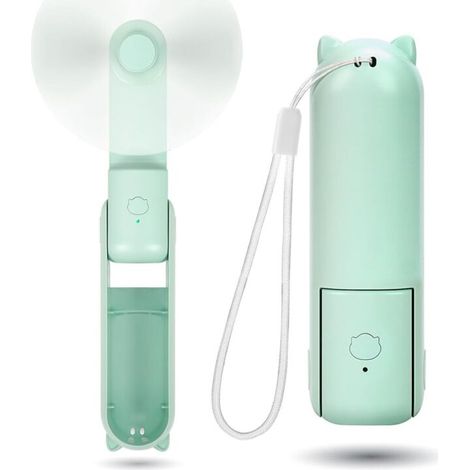 Mini ventilatore silenzioso ricaricabile con 3 velocità, ventilatore portatile USB per viaggi con batterie (verde) (1/5)