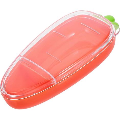 Boîte à goûter à 2 compartiments avec couvercle hermétique, boîte alimentaire en plastique pour les déjeuners au bureau et les pique-niques, rangement réutilisable pour les fruits et légumes frais. (1/5)