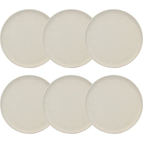 Lot de 6 assiettes plates 26cm en grès, DUNE