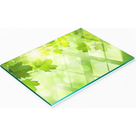 Küchenservierbrett aus Glas mit grafischem Kastanienblattmuster, 80 x 52 cm (1/5)