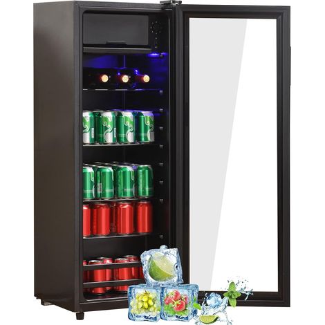 Mini frigorifero da 128 litri con congelatore da 8 litri + scomparto frigorifero da 120 litri, capacità per 94 lattine, funzionamento silenzioso, sistema di raffreddamento a compressore, ripiani regol