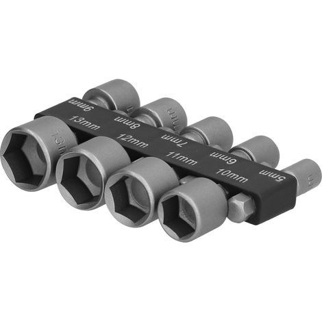 9-teiliges Set bestehend aus Sechskant-Steckschraubendreher, Bitadapter, Ausbauwerkzeug und Befestigungszubehör (5-13 mm). (1/5)