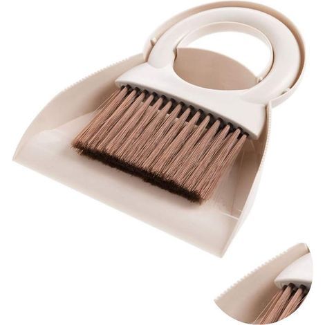Ensemble Pelle et Brosse Outil de Nettoyage Multifonctionnel Mini Balayeuse Avec Poignée Ronde Pelle à Poussière Pelle à Poussière Poussière Pour Cuisine Domestique (Blanc) (1/4)