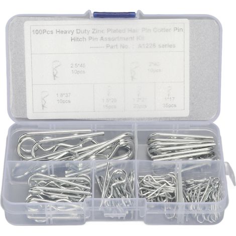 100 Pièces Kit d'Assortiment de Rondelles d'Arrêt en Acier Carbone, Goupilles Fendues M1 à M2.5 pour Fixations Mécaniques (1/5)