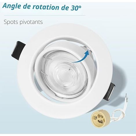 Spots encastrables GU10 Cadre de Spots LED 230V pivotants en acier inoxydable brossé Spots encastrables ronds Spots de plafond douille pour GU10 LED halogène (1/3)