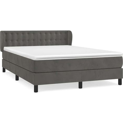 Maison Exclusive - Giroletto a Molle con Materasso Grigio Scuro 140x200 cm Velluto (1/5)