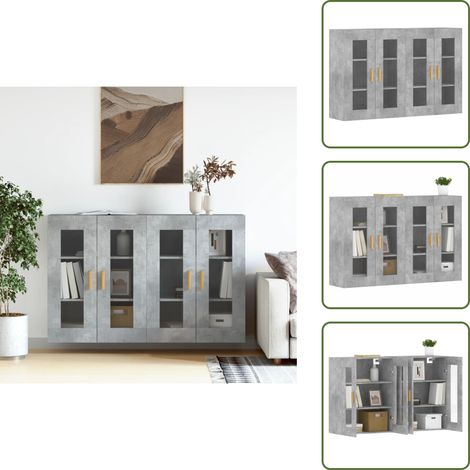 Armoires murales 2 pcs gris béton bois d'ingénierie - Meuble De Rangement - Armoire Murale - Buffet - Meuble Design - Rangement Vertical (1/5)