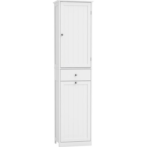 HOMCOM Mobile Bagno Alto con Cassetto e Cesto Bianco (1/5)