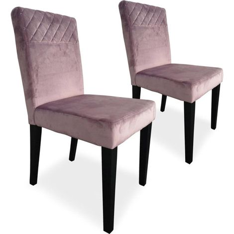 Lot de 2 Chaises Velours "Pipam" 82cm Rose (1/3)