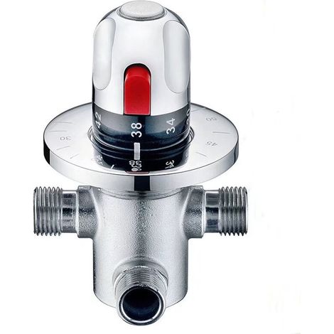 Heiß-Kaltwasser-Mischventil, Thermostat-Mischventil aus massivem Messing, Mischventil mit fester Temperatur für Küche, Badezimmer, Waschbecken, Toilette, G1/2 (1/5)