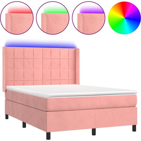 Maison Exclusive - Boxspringbett mit Matratze & LED Rosa 140x200 (1/5)