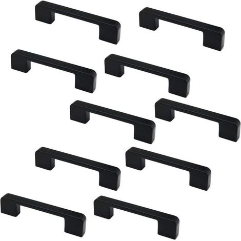 Set di 10 maniglie per ante di mobili e cassetti in lega di zinco nero opaco, lunghe 106 mm