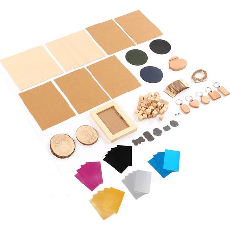 Kit de matériaux laser (11 types) : acier inoxydable, pin, bois, gravure laser CNC pour le travail du bois. (1/5)