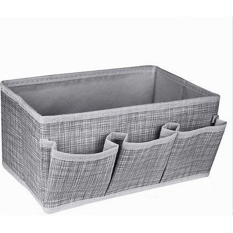 TRADE SHOP - Portaoggetti Tessuto Organizer Contenitore Box Scatola 3 Tasche 25x15x12cm 79419 - (1/4)