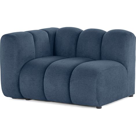 Debbie - module d'assise gauche en tissu texturé - bleu (1/5)