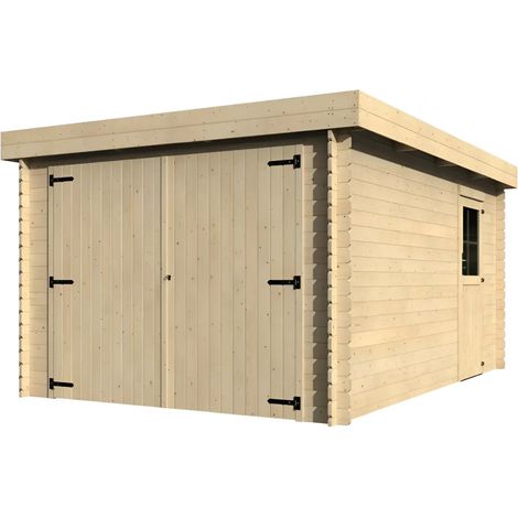 Casetta Garage Box in Legno Abete 28mm da Giardino 3x5 Porta Doppia