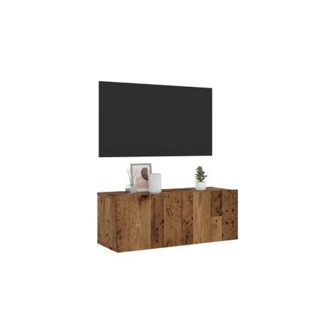 Meuble TV mural vieux bois 80x30x30 bois d'ingénierie (1/5)