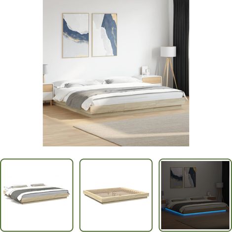 LED-Leuchten - Bettgestell mit LED Sonoma-Eiche 200x200 cm Holzwerkstoff (1/5)