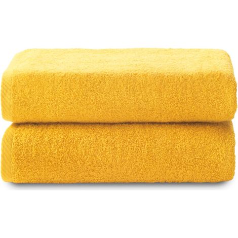 Lot de 2 Grandes Serviettes de Bain - Grandes Serviettes de Douche - Serviette de Bain de 100 x 150 cm - Or (1/5)