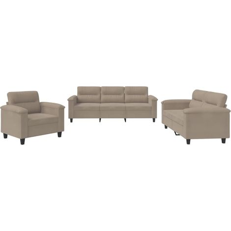 Maison Exclusive - Ensemble de canapés 3 pcs avec coussins taupe tissu microfibre