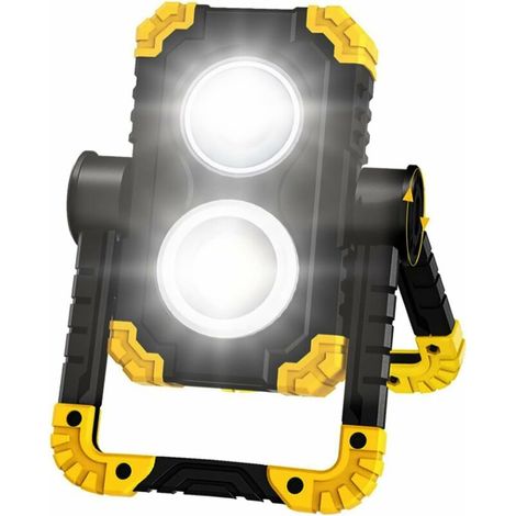 royaluxe - Projecteur LED Rechargeable, LED Projecteur Exterieur avec 4X Batterie, Chantier Lumière de Travail Portable Projecteur LED USB pour Camping, Chantier, Garage, Atelier [Classe énergétique A (1/5)