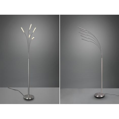 LED Stehleuchte REED 5 Arme Metall Silber, dimmbar - 195cm hoch (1/5)