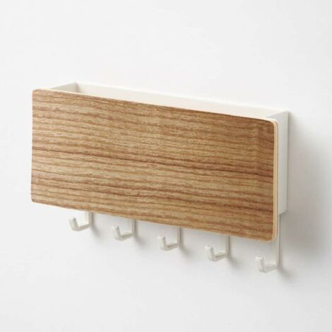 Armoire à clés,Porte-courrier en bois et crochet pour boîte à clés porte-clés porte-courrier mural en bois non poreux 5 crochets en bois avec 5 crochets en plastique combinaison pince à courr (1/3)