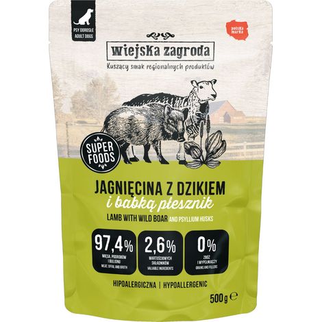 Wiejska Zagroda cibo umido per cani Agnello e Cinghiale 500g (1/3)