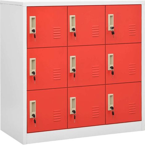 Armadietti Chiavi 2pz Grigio Chiaro Rosso 90x45x92,5cm Acciaio vidaXL