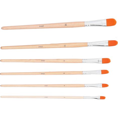 Ensemble de 6 pinceaux à huile, poils en nylon, manche en bois, pour peinture acrylique et aquarelle. 6 pinceaux à tête ronde.