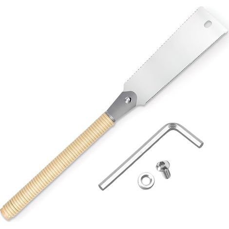 Scie japonaise Ryoba, scie à cheville, scie japonaise 9/18 TPI pour bois amovible 240 mm en acier au carbone SK5, scie japonaise Ryoba, pour outils de travail du bois