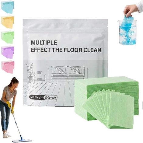 Lingettes nettoyantes pour sols 100 pièces action multiple nettoyant pour parquets couleur verte (1/5)