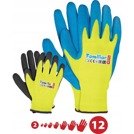 Guantes de trabajo FAMILIAR recubiertos de látex talla 2