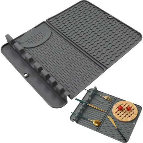 Tapis de drainage en silicone pliable, égouttoir pour vaisselle, résistant à la chaleur et antidérapant (1/5)