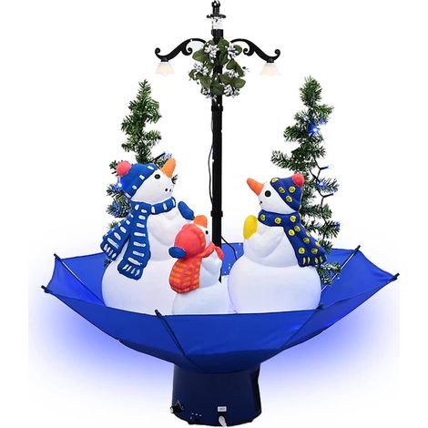 vidaXL Árbol de Navidad con nieve con base de paraguas PVC azul 75 cm (1/2)