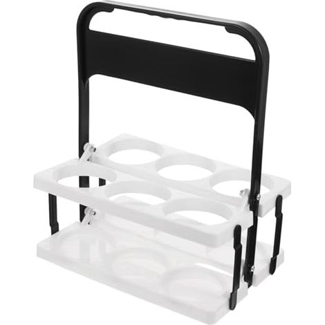 Porte-bouteilles de bière pliable en plastique – Support noir et blanc avec poignée, idéal pour les fêtes et les pique-niques.
