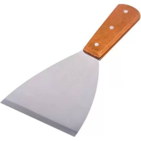 Frying Pan Spatula, Stainless Steel Multipurpose Spatula, Pan Scraper, Flat Spatula with Wooden Handle for Kitchen Grilling Burgers, 22 x 10 x 9.9 cm (Handle) (1/5)