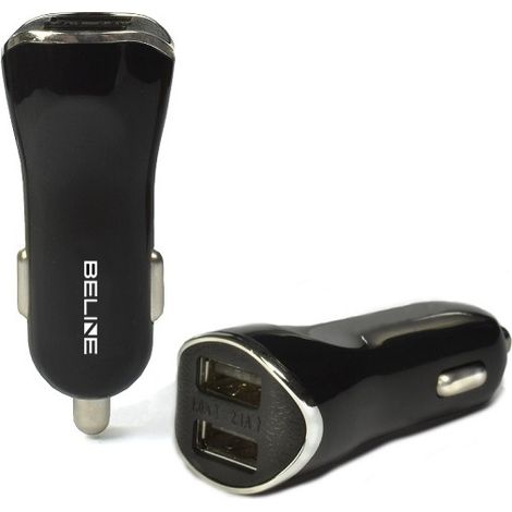 Cargador de coche Beline 2xUSB 2.1A negro (solo el cabezal) (1/2)