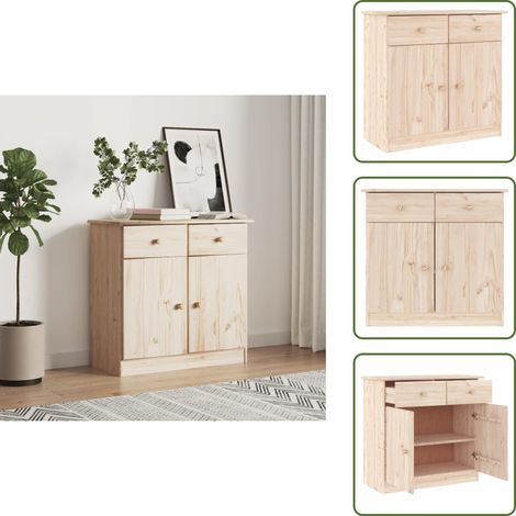 The Living Store Sideboard ALTA 77x35x73 cm Massivholz Kiefer - Holz Sideboard - Massiver Holzschaukel - Schreibtisch Buche - Regal Massiv - Wohnzimmerschrank (1/5)