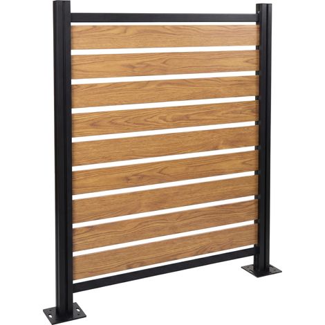 [JAMAIS UTILISÉ] Clôture pour poubelles en aluminium HHG-568, élément de base pour Cache-poubelle, aspect bois, extensible, 130 x 110 x 6 cm, marron clair