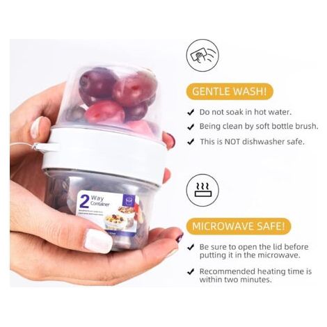 Pot à yaourt à emporter 150 ml + 150 ml, tasse à céréales avec cuillère pliable, capsule à collation, pot à sauce, pot à vinaigrette, noix, nourriture pour bébé (1/5)