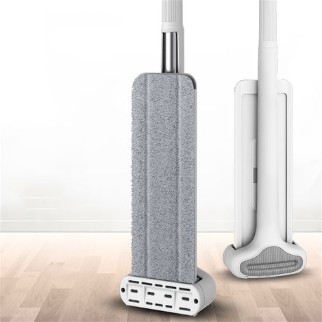 Lot de 1 balai plat grande taille, blanc pur 36cm, sans lavage des mains, auto-essorage, serpillière humide et sèche, facile à utiliser, pour sols, nettoyage sans effort. (1/5)