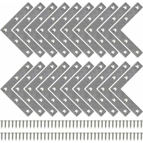 Nazalus-Vente chaude-Equerre de Fixation Plats Droits Support en forme de L Metalliques Equerres avec Vis pour Bois Meubles Placard Réparation Support 80 80mm 20 Pièces (1/6)
