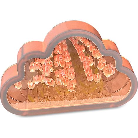 Lámpara de noche Tulipán Nube, Lámpara Tulipán Nube, Espejo Infinito, Lámparas Nube hechas a mano para la habitación de los niños, Regalos de luces nocturnas para niñas y amigas para cumpleaños, Navid (1/5)