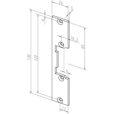 Fermeture plate 096 VA avec boîte de montage 24x130 mm DIN L/R