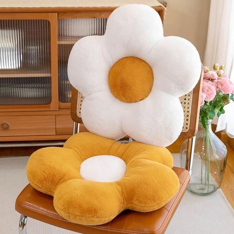 flauschige Kissen mit Blumenmuster, gelb-weißes Gänseblümchen-Kissen-Set, geeignet zur Dekoration von Wohnzimmer, Schlafzimmer und Sofa (1/5)